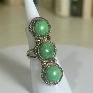 💍 Stunning 3-Stone Stacked Green Turquoise Ring - A Unique Statement Ring